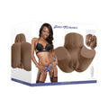 Tan life-like adult stroker retail box packaging with product photos