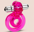 Couples After Dark pink silicone vibrating ring-shaped toy with metal base and textured beads