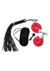 Black tassel blindfold with red cherry accents