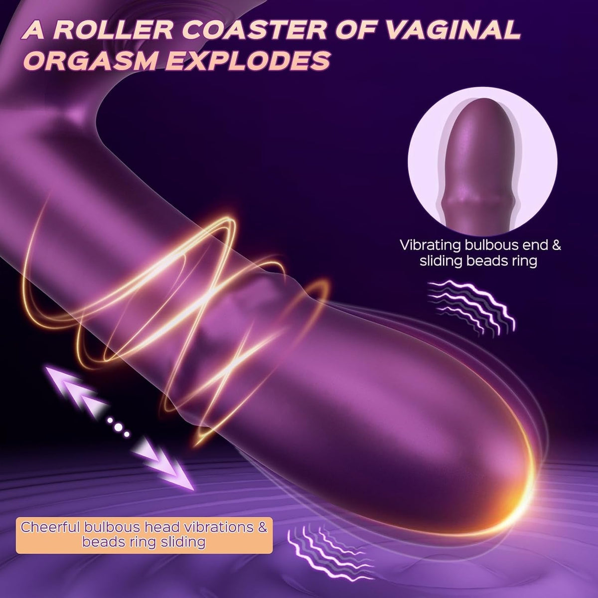 Purple rabbit vibrator with bulb-shaped tip and arched ear attachment
