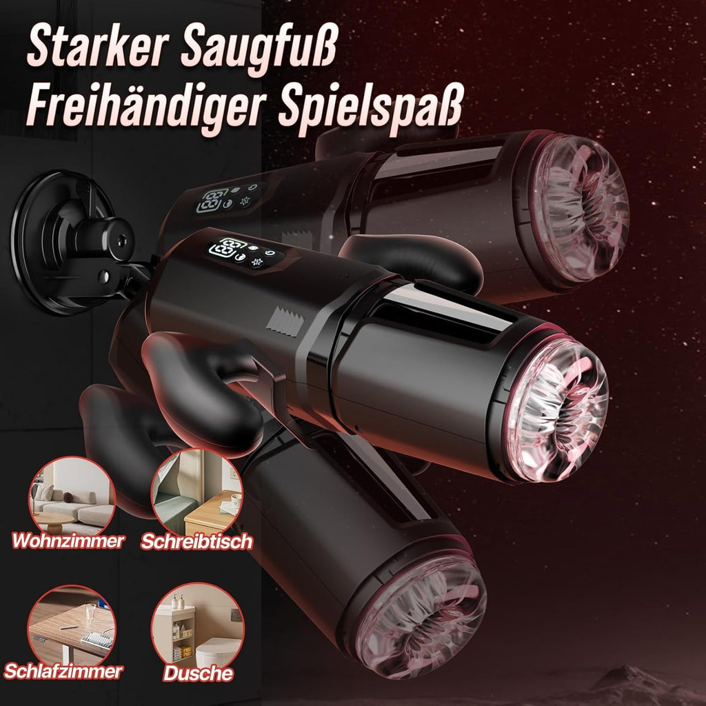 Freestanding automatic stroker with suction base and angled mounting bracket