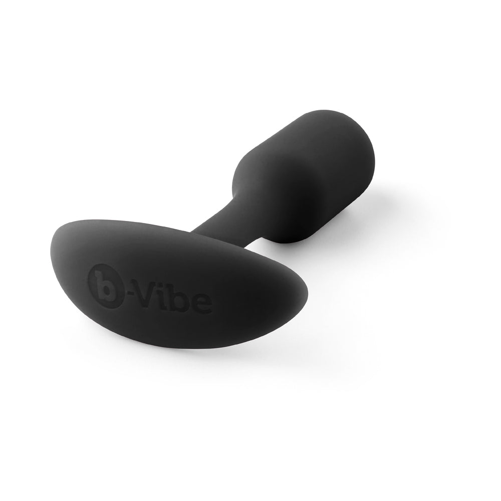 Black silicone anal plug with rounded flared base and tapered tip