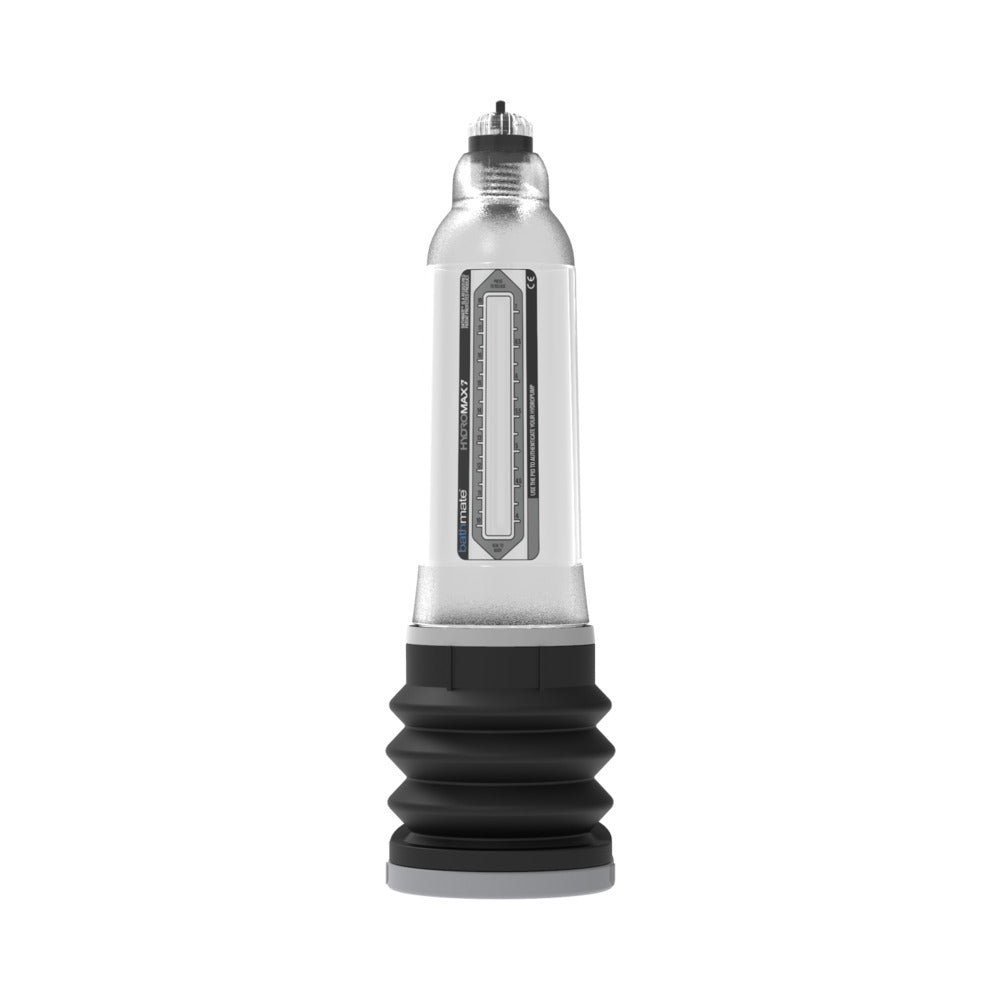 Water-powered penis pump with clear cylinder and black base