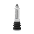 Water-powered penis pump with clear cylinder and black base