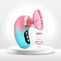 Dual personal massager in pink and turquoise with suction cup and rotating nozzle