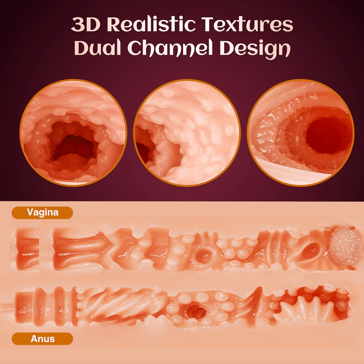 Dual-channel stroker cutaway showing inner ridges for two channels