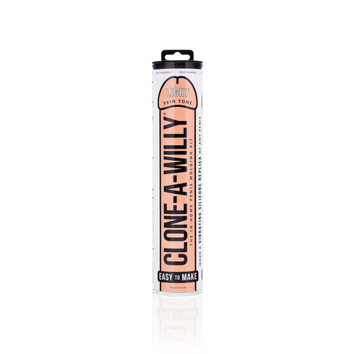 DIY vibrating dildo kit in light skin tone, retail tube packaging