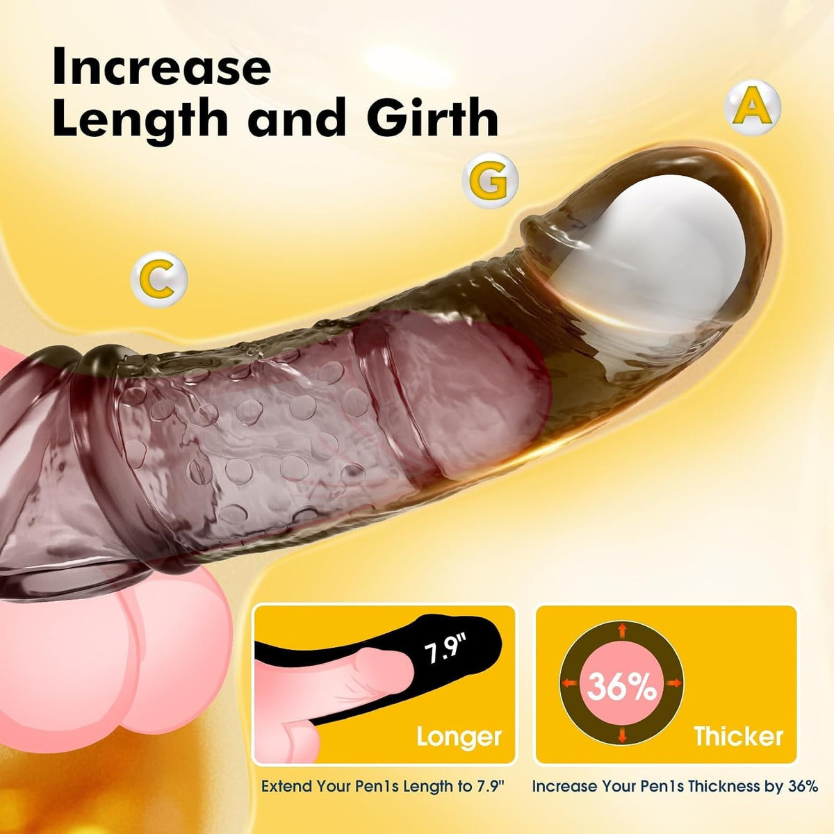 Curved dark silicone sleeve with textured surface and pink inner lining, close-up