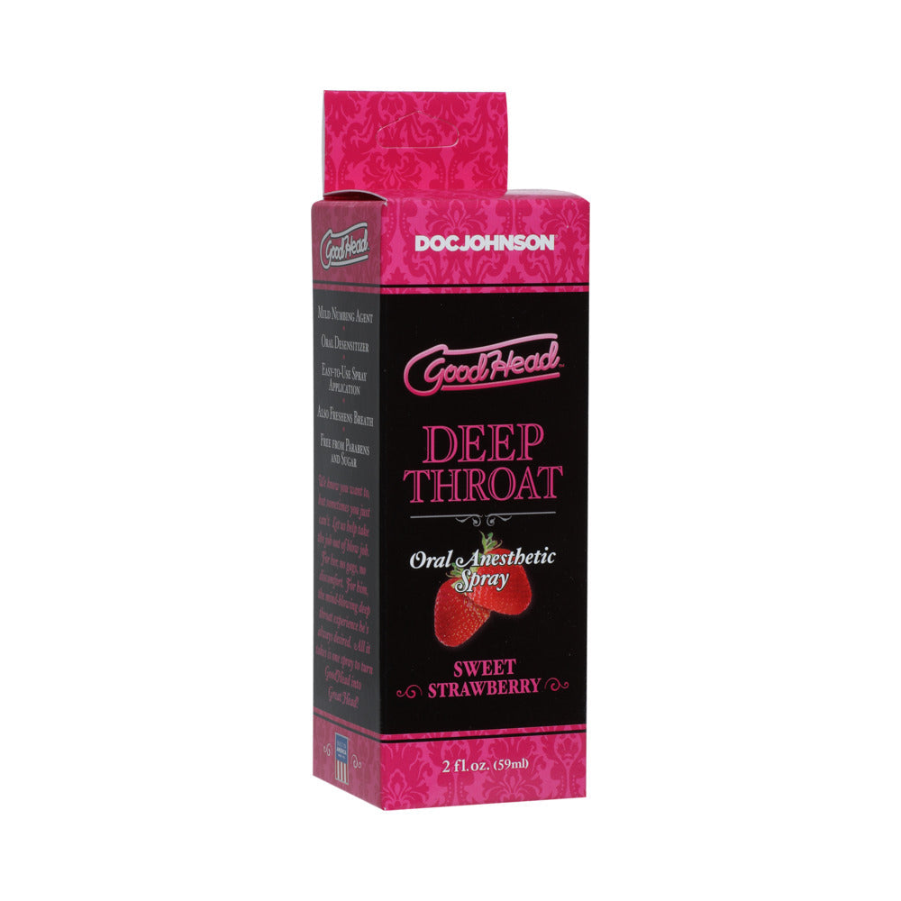 Deep throat spray carton and bottle, sweet strawberry flavor, GoodHead
