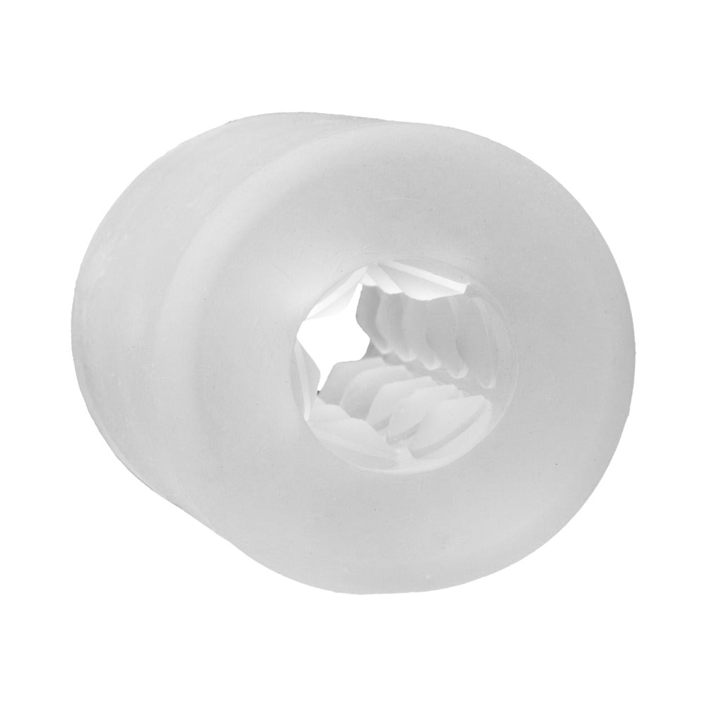 White silicone rounded insert with hollow center opening and smooth exterior