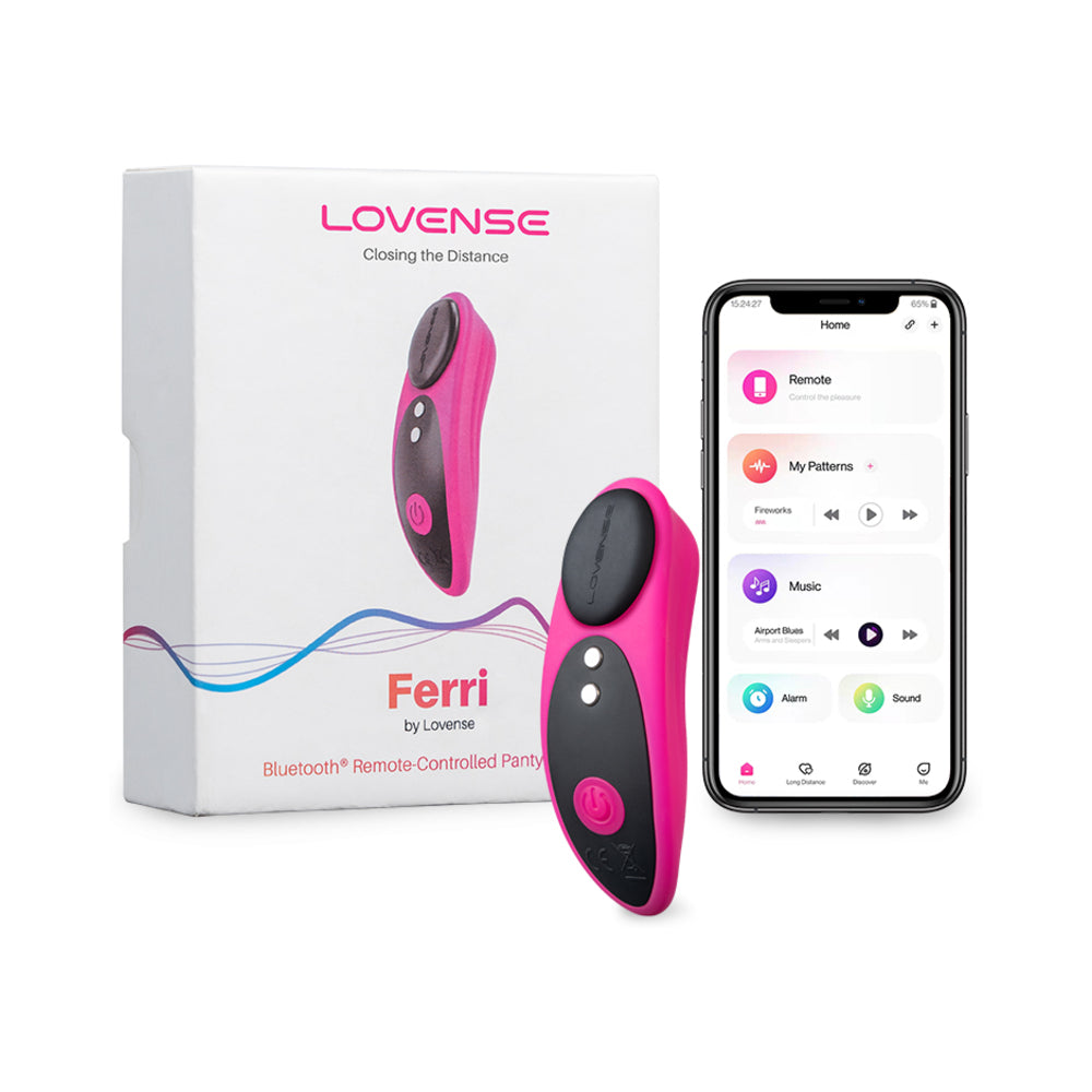 Lovense Ferri remote panty vibrator and smartphone app screen