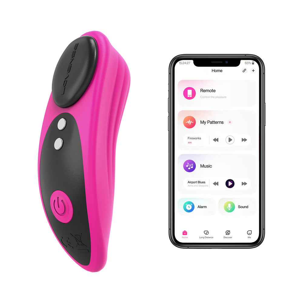 Pink and black Lovense Ferri remote panty vibrator with smartphone remote control