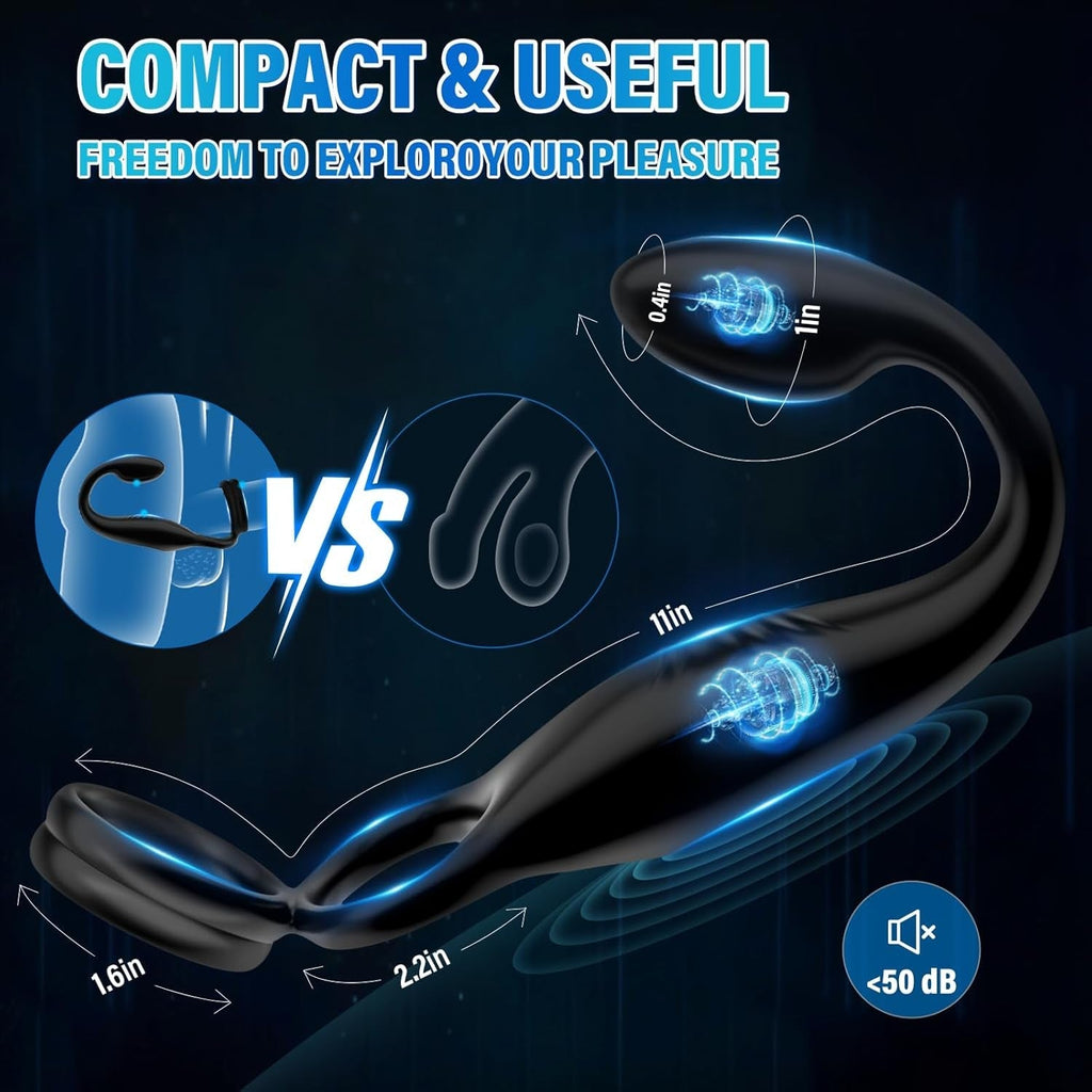 Compact vibrating couples set with sleek black curved vibrator and remote controller