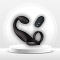 Vibrating couples set with curved vibrator, cock ring, and handheld remote controller