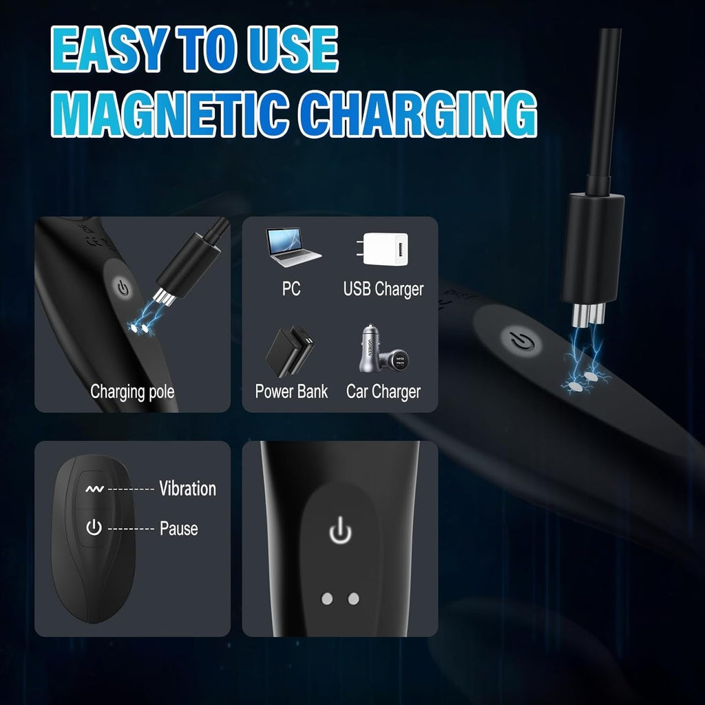 Vibrating couples set with magnetic charging cable and remote controller, black