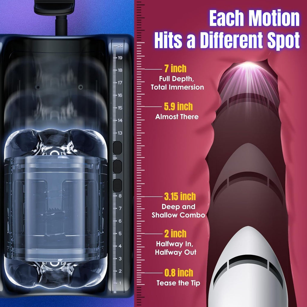 Pure black automatic stroker device front view with transparent inner chamber