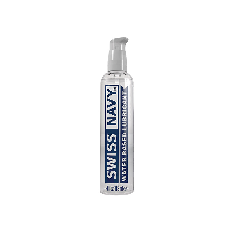 Swiss Navy water-based personal lubricant bottle, 4 fl oz/118 ml with pump top