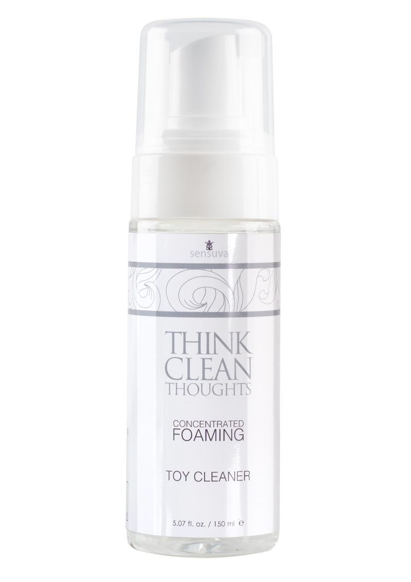 Foaming toy cleaner bottle with pump and white label
