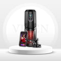 Black and red automatic stroker device with control panel and translucent red chamber