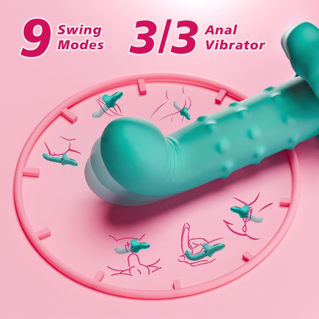 Teal anal vibrator with rounded base and textured, ribbed head