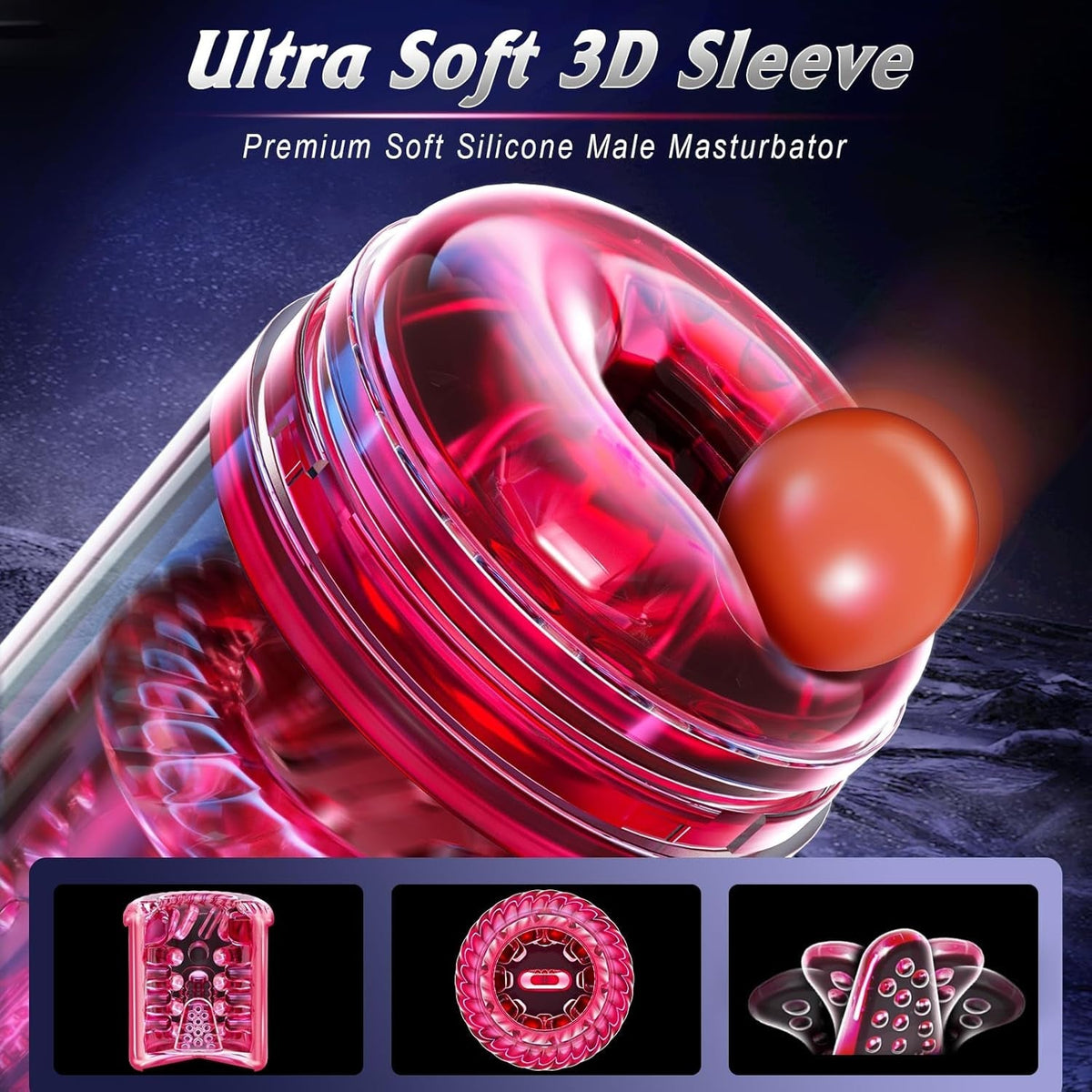 Ultra-soft 3D silicone sleeve attachment with rounded orange tip over red chamber