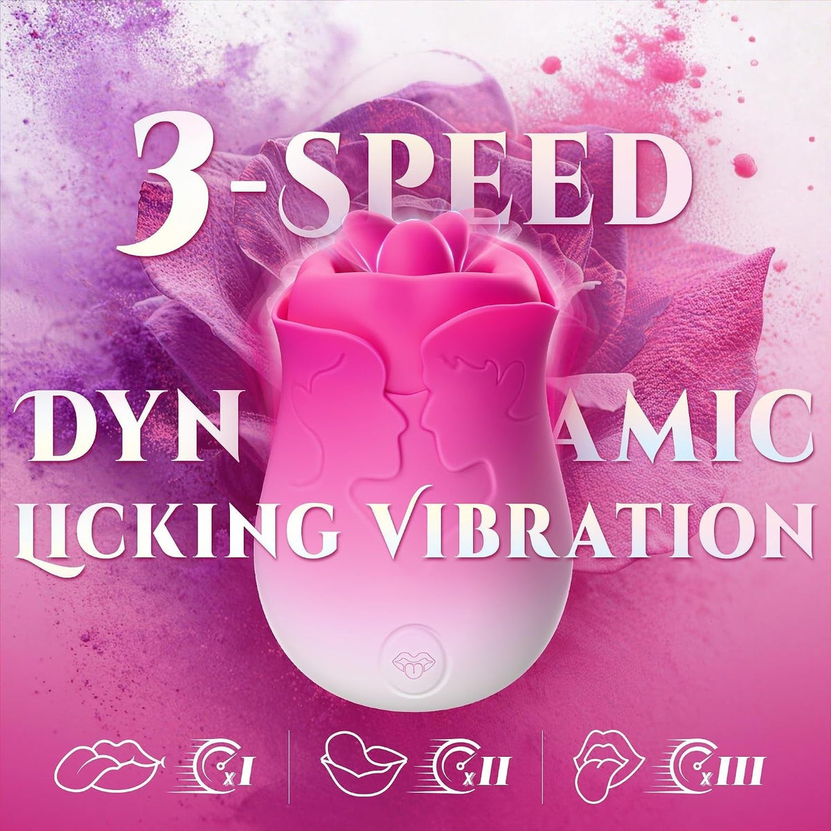 Pink handheld pleasure stimulator with contoured textured design, front view