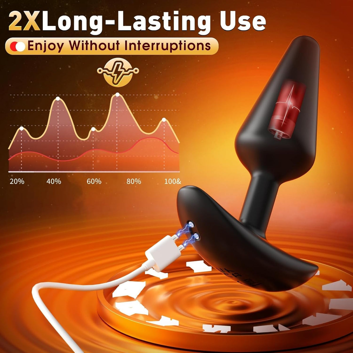 3-piece velvet training set: tall black silicone butt plug with remote graphic