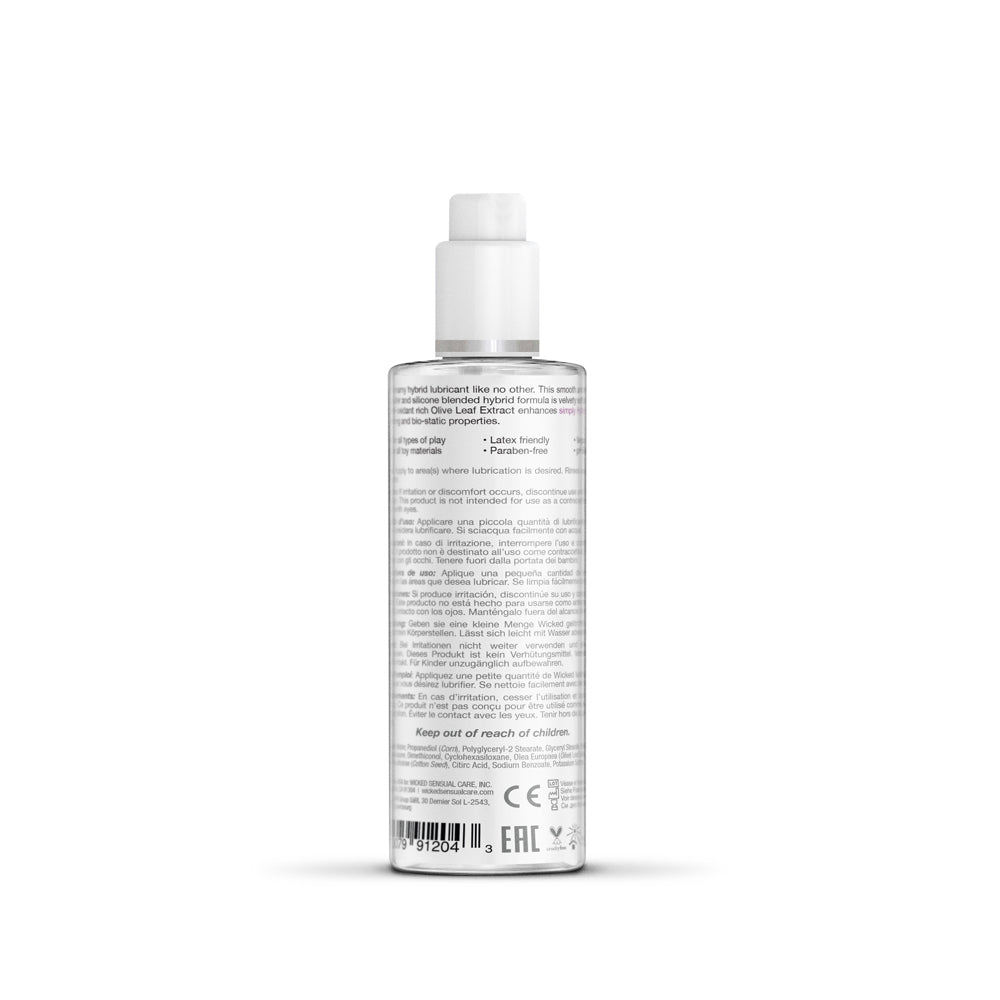 Wicked Simply Hybrid lubricant bottle, white pump with back label